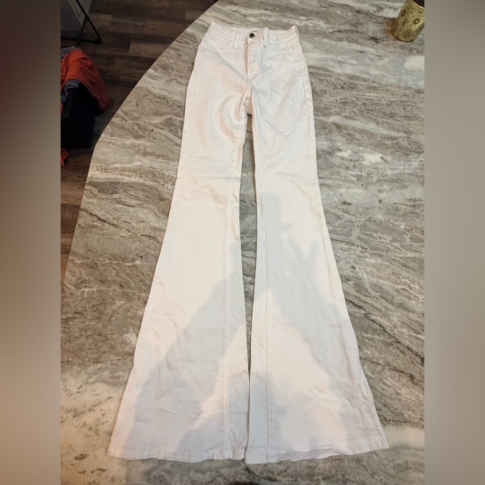 High-Rise White Flared Women's Pants